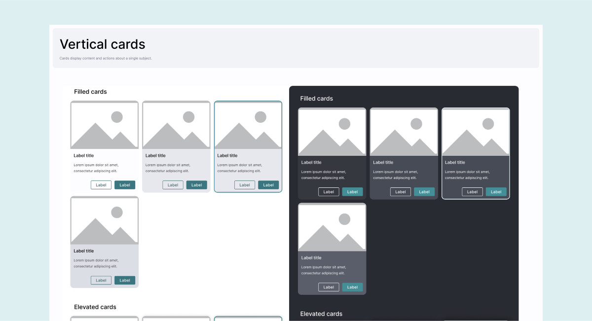 Tableau listant chaque type de carte verticale pour chaque variable.