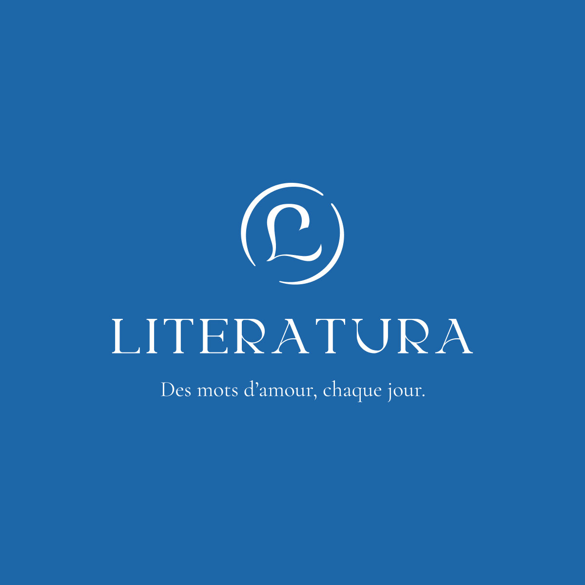 Logo de Literatura sur fond bleu.