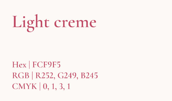 Echantillon de couleur crème claire pour Literatura avec tous ses codes couleurs.