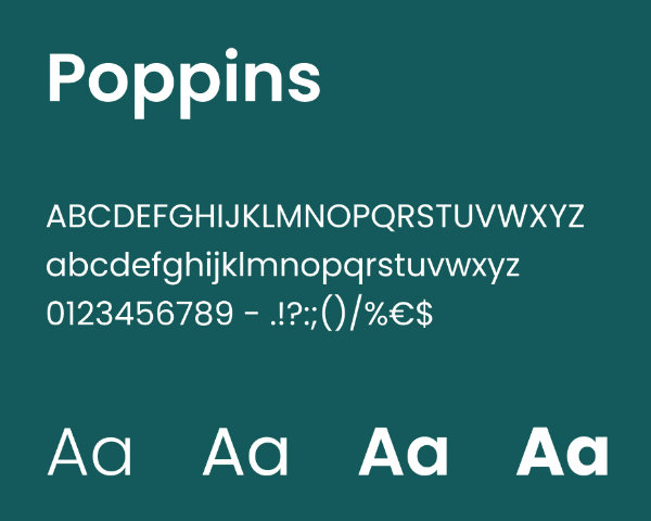 Echantillon de la typographie Poppins.
