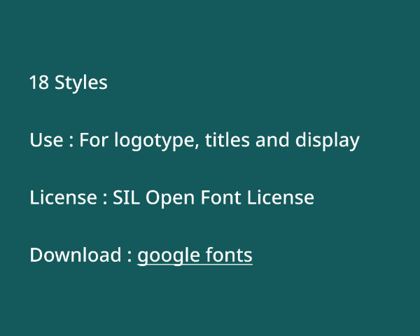 Informations techniques sur la typographie Poppins.