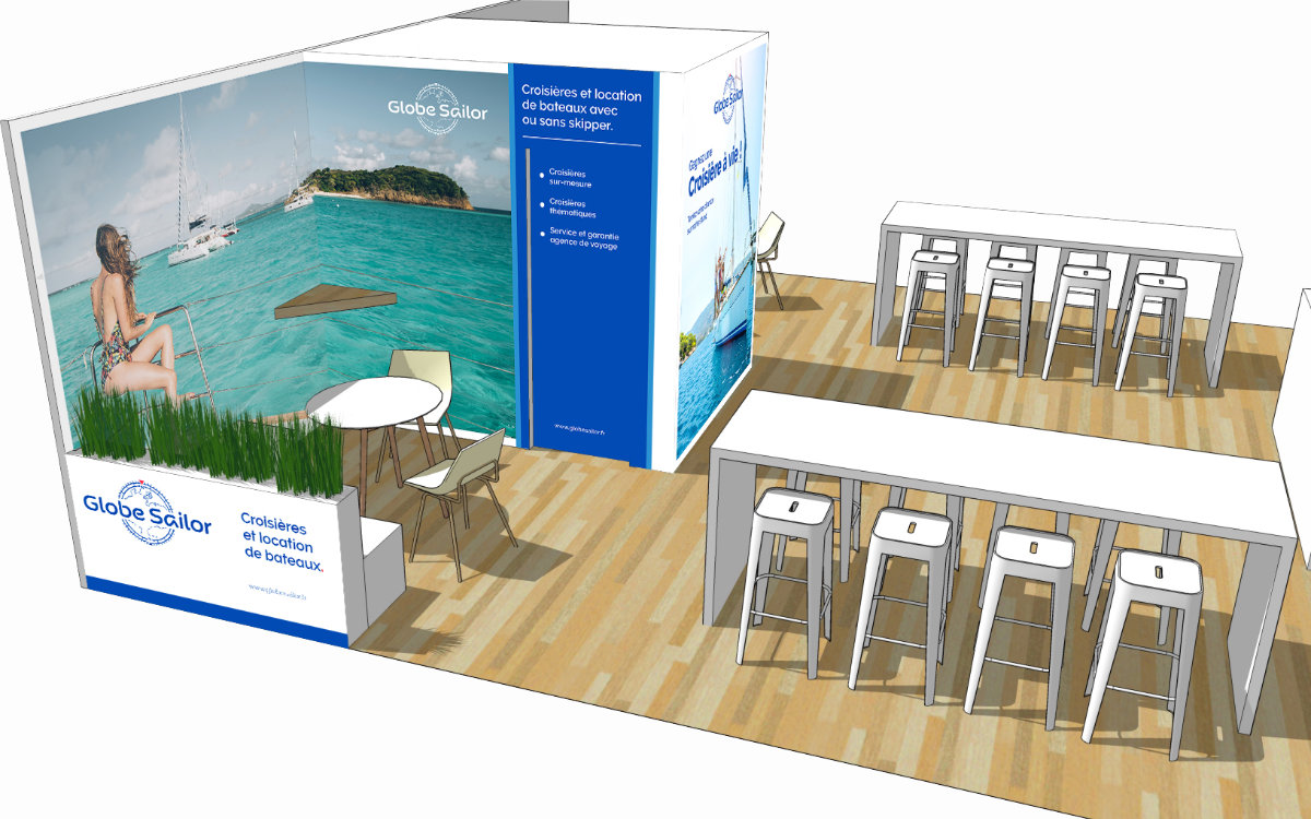 Maquette de stand pour le salon Nautique, vue 1