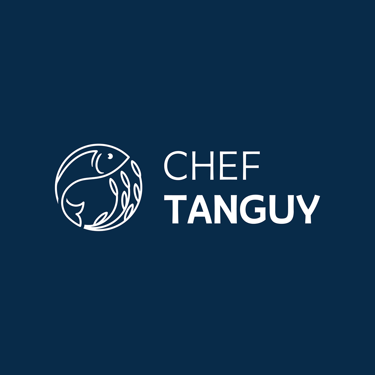 Logo Chef Tanguy sur fond bleu sombre.