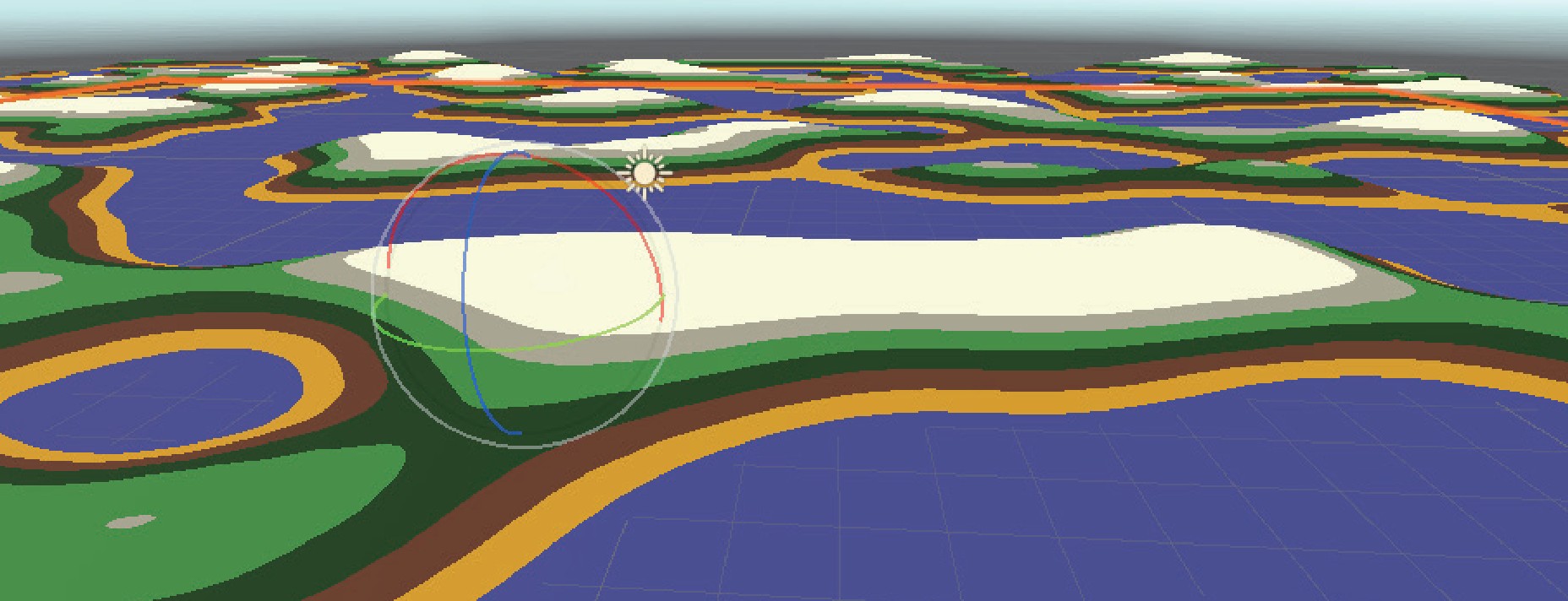 First version of the Aents map. It's a terrain with hills and pits.