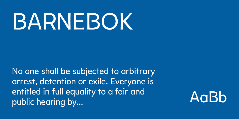 Sample of the Barnebok typeface.