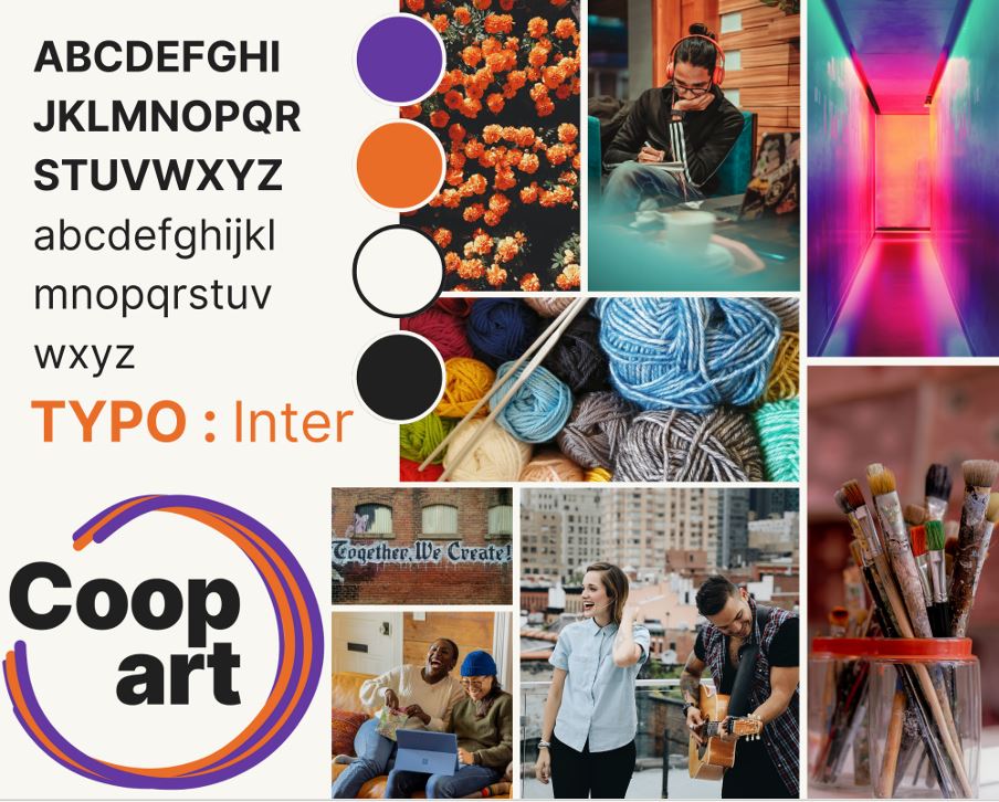 Coopart's visual identity including its logo, typography, colors and a moodboard.