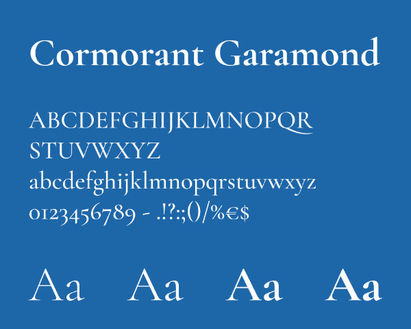 Sample of Cormorand Garamond typography
