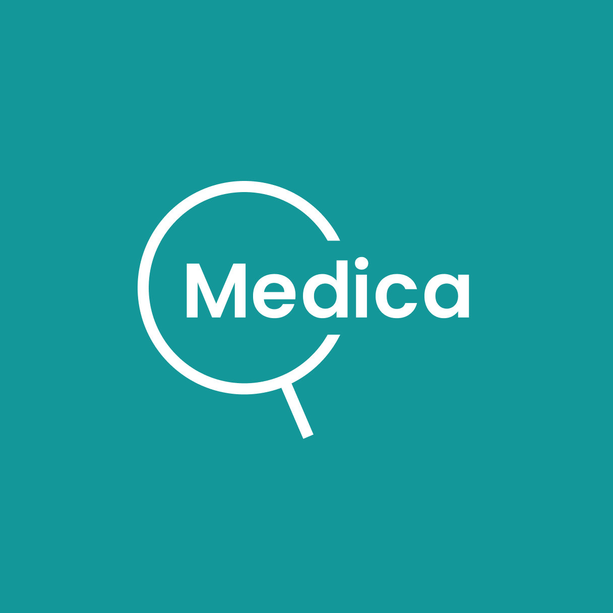 Medica logo on green background.