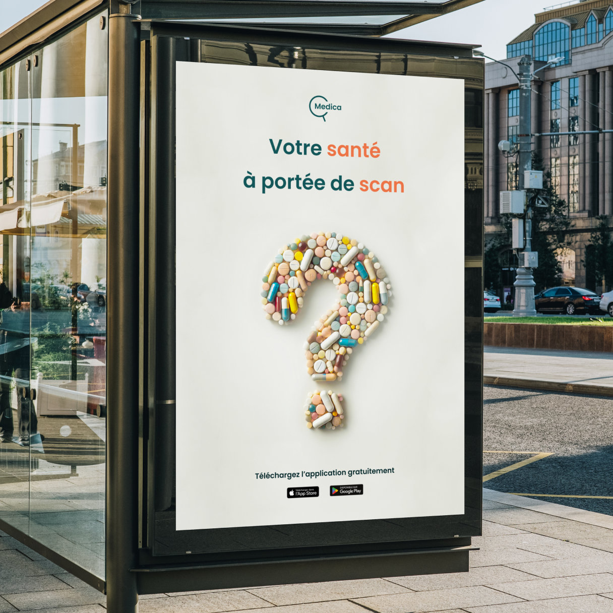 Fictional poster at a bus stop.