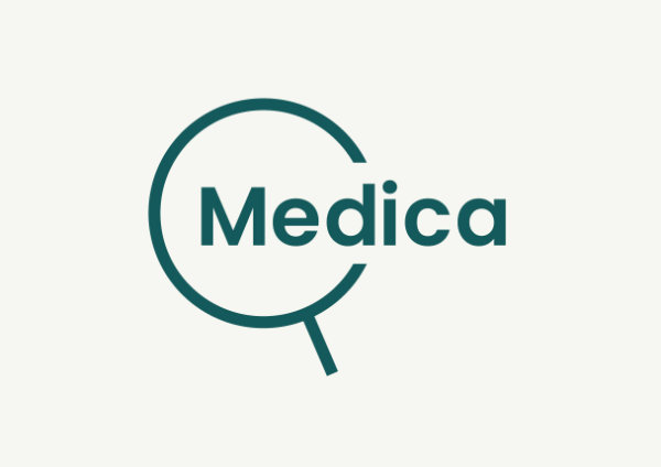 Medica logo on light background.