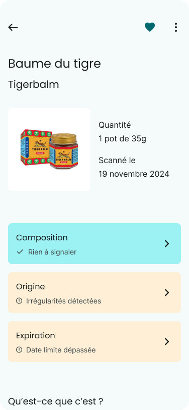 Application screen with a drug list. Suspicious origin and expiration date.