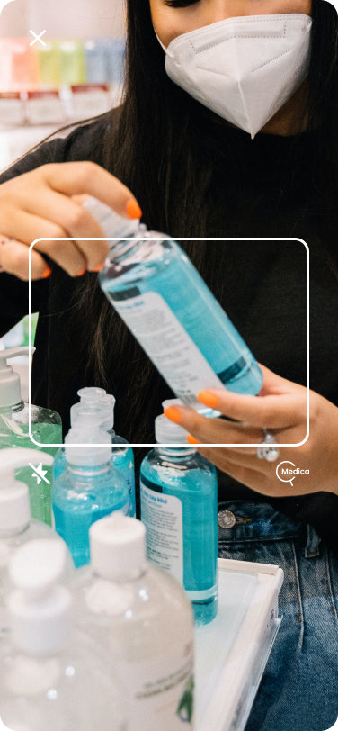 Application screen that scans a medication with the camera.