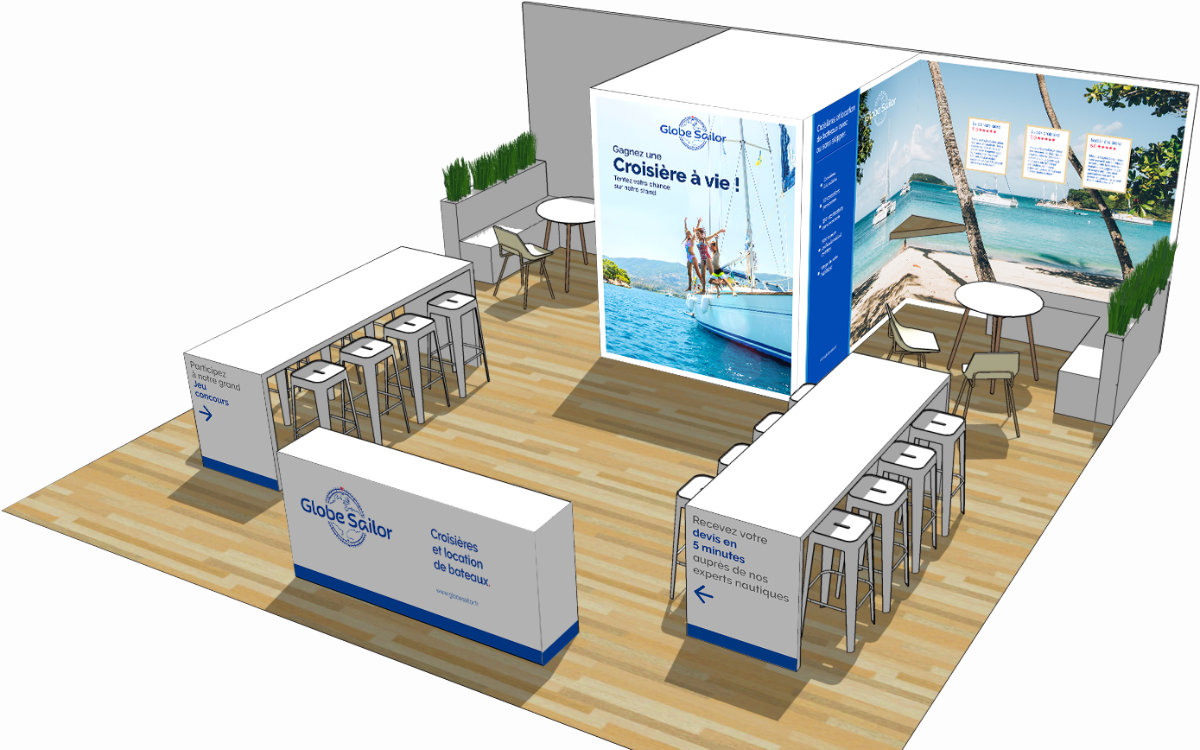 Boat show stand mockup, view 2