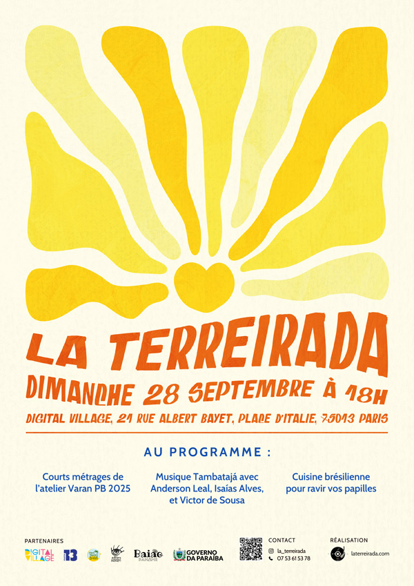 Cultural event poster featuring an orange-yellow sunrise. The sun is heart-shaped and its rays fill the upper half of the page.