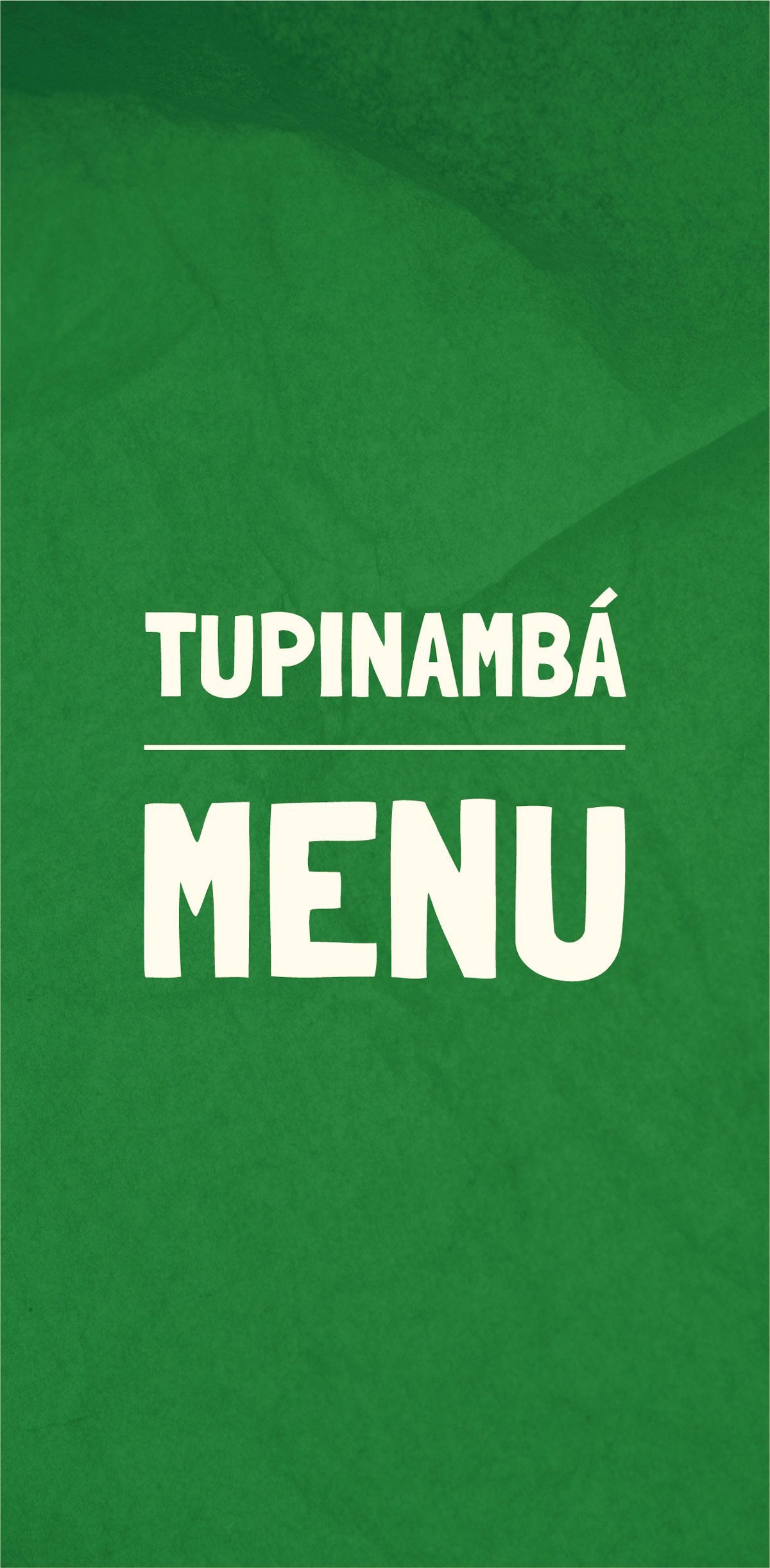 White menu on green background. A symbol is present above the title.